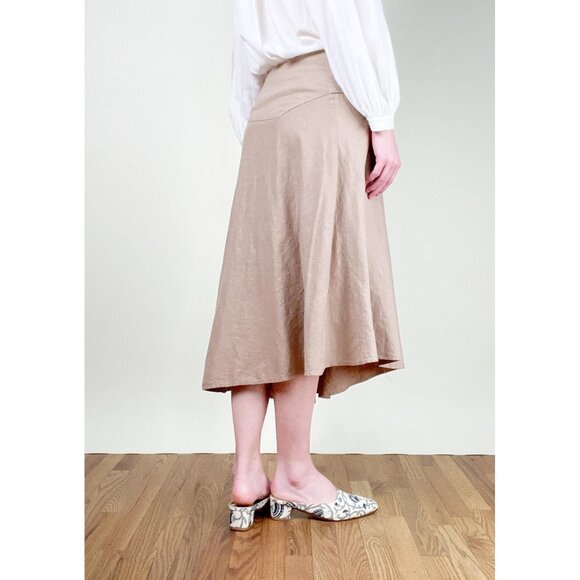 Vintage Diane Von Furstenberg Linen Silk Midi Skirt Asymmetrical Whimsigoth Boho - Picture 4 of 8